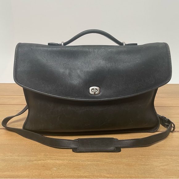 COACH- Vintage Lexington Briefcase Men’s Black Leather Silver Style No. 5265 - Picture 1 of 12